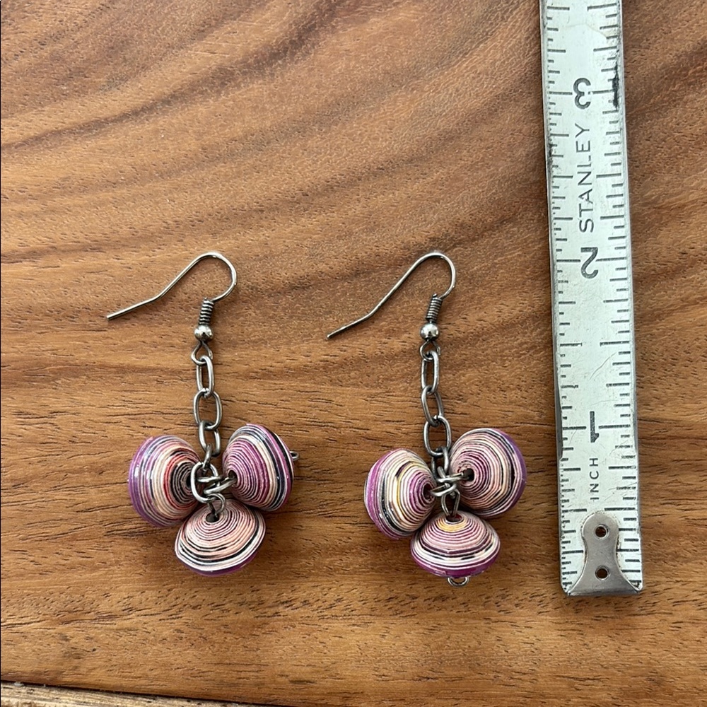 Pink Recycled Paper Handmade Earrings